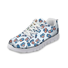 ELVISWORD Women Flats Summer Nurse Mesh Shoes Women 3D Cute Nurse Printed Lace-up Comfortable Shoes Sneakers