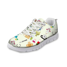 ELVISWORD Women Flats Summer Nurse Mesh Shoes Women 3D Cute Nurse Printed Lace-up Comfortable Shoes Sneakers