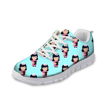ELVISWORD Women Flats Summer Nurse Mesh Shoes Women 3D Cute Nurse Printed Lace-up Comfortable Shoes Sneakers