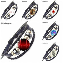 Mendittorosa The Red Cross Doctor Nurse For Girls Wholesale Statement Black Leather Bracelet Bangle Handmade