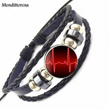 Mendittorosa The Red Cross Doctor Nurse For Girls Wholesale Statement Black Leather Bracelet Bangle Handmade