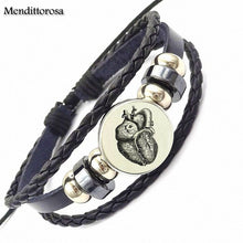 Mendittorosa The Red Cross Doctor Nurse For Girls Wholesale Statement Black Leather Bracelet Bangle Handmade