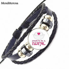 Mendittorosa The Red Cross Doctor Nurse For Girls Wholesale Statement Black Leather Bracelet Bangle Handmade