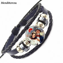 Mendittorosa The Red Cross Doctor Nurse For Girls Wholesale Statement Black Leather Bracelet Bangle Handmade