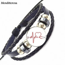 Mendittorosa The Red Cross Doctor Nurse For Girls Wholesale Statement Black Leather Bracelet Bangle Handmade
