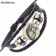 Mendittorosa The Red Cross Doctor Nurse For Girls Wholesale Statement Black Leather Bracelet Bangle Handmade