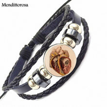 Mendittorosa The Red Cross Doctor Nurse For Girls Wholesale Statement Black Leather Bracelet Bangle Handmade