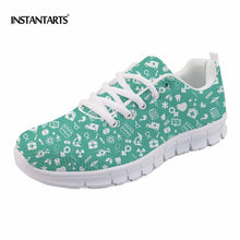INSTANTARTS Spring Nurse Flat Shoes Women Cute Cartoon Nurses Printed Women's Sneakers Shoes Breathable Mesh Flats Female Shoes