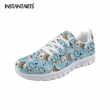 INSTANTARTS Spring Nurse Flat Shoes Women Cute Cartoon Nurses Printed Women's Sneakers Shoes Breathable Mesh Flats Female Shoes