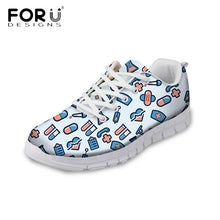 FORUDESIGNS Hot Sale Nurse Pattern Women Casual Sneakers Flats Female Cartoon Nurses Cute Women's Comfortable Shoes Girls Light