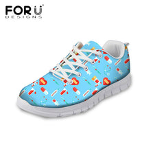 FORUDESIGNS Hot Sale Nurse Pattern Women Casual Sneakers Flats Female Cartoon Nurses Cute Women's Comfortable Shoes Girls Light