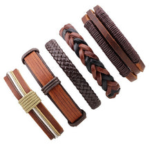 MJARTORIA Brand 6PCS/Set Leather Charm Bracelets Men Jewelry Black Braid Bracelets Bangles Punk Wristband Male Dropshipping Gift