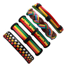 MJARTORIA Brand 6PCS/Set Leather Charm Bracelets Men Jewelry Black Braid Bracelets Bangles Punk Wristband Male Dropshipping Gift