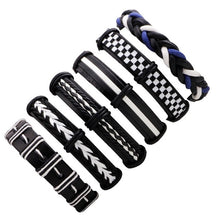 MJARTORIA Brand 6PCS/Set Leather Charm Bracelets Men Jewelry Black Braid Bracelets Bangles Punk Wristband Male Dropshipping Gift