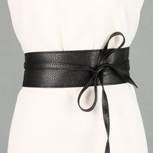 New Soft Faux Pu Leather Wide Self Tie Wrap Around Waist Band Dress Belt