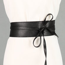 New Soft Faux Pu Leather Wide Self Tie Wrap Around Waist Band Dress Belt