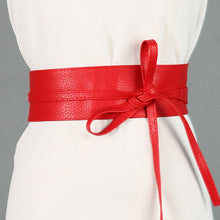 New Soft Faux Pu Leather Wide Self Tie Wrap Around Waist Band Dress Belt