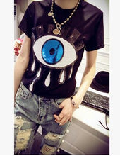Plus size 4XL Women Summer Short Sleeve Sequined Donald Duck Print T shirts Fashion White Top Tees Women girls Designer Clothing