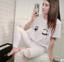 Plus size 4XL Women Summer Short Sleeve Sequined Donald Duck Print T shirts Fashion White Top Tees Women girls Designer Clothing