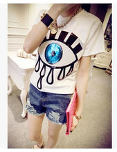 Plus size 4XL Women Summer Short Sleeve Sequined Donald Duck Print T shirts Fashion White Top Tees Women girls Designer Clothing