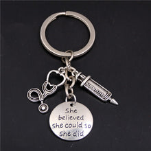1Pc Syringe Stethoscope Keychain Key Chain Keyring Doctor Nurse Physicians Medical LPN MA NP PA Graduation Gift Jewelry