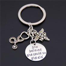1Pc Syringe Stethoscope Keychain Key Chain Keyring Doctor Nurse Physicians Medical LPN MA NP PA Graduation Gift Jewelry