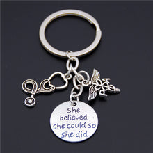 1Pc Syringe Stethoscope Keychain Key Chain Keyring Doctor Nurse Physicians Medical LPN MA NP PA Graduation Gift Jewelry