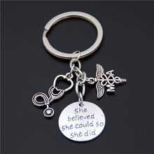 1Pc Syringe Stethoscope Keychain Key Chain Keyring Doctor Nurse Physicians Medical LPN MA NP PA Graduation Gift Jewelry