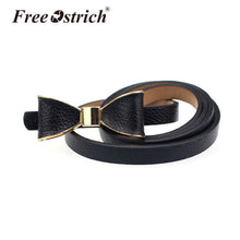 New Fashion Ostrich PU Leather  Skinny Butterfly Bow Waist Belt