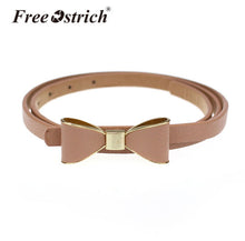 New Fashion Ostrich PU Leather  Skinny Butterfly Bow Waist Belt
