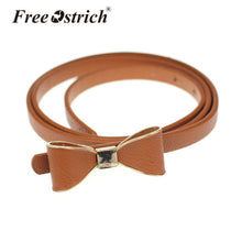 New Fashion Ostrich PU Leather  Skinny Butterfly Bow Waist Belt