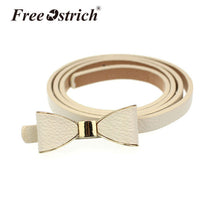 New Fashion Ostrich PU Leather  Skinny Butterfly Bow Waist Belt