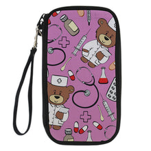 FORUDESIGNS Cute Cartoon Nurse Credit ID Cards Holder Bear Female Clutch Zipper Coin Purse For Girls Women Travel Tickets Wallet