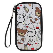 FORUDESIGNS Cute Cartoon Nurse Credit ID Cards Holder Bear Female Clutch Zipper Coin Purse For Girls Women Travel Tickets Wallet