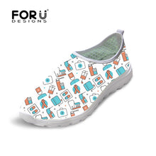FORUDESIGNS Cute Women Nurse Sneakers Spring Summer Flats Breathable Mesh Shoes for Woman Fashion Girls Casual Beach Light Shoes