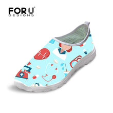 FORUDESIGNS Cute Women Nurse Sneakers Spring Summer Flats Breathable Mesh Shoes for Woman Fashion Girls Casual Beach Light Shoes