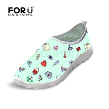 FORUDESIGNS Cute Women Nurse Sneakers Spring Summer Flats Breathable Mesh Shoes for Woman Fashion Girls Casual Beach Light Shoes