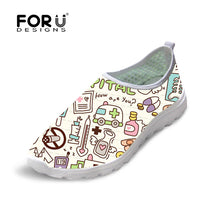 FORUDESIGNS Cute Women Nurse Sneakers Spring Summer Flats Breathable Mesh Shoes for Woman Fashion Girls Casual Beach Light Shoes
