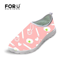 FORUDESIGNS Cute Women Nurse Sneakers Spring Summer Flats Breathable Mesh Shoes for Woman Fashion Girls Casual Beach Light Shoes