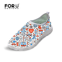 FORUDESIGNS Cute Women Nurse Sneakers Spring Summer Flats Breathable Mesh Shoes for Woman Fashion Girls Casual Beach Light Shoes