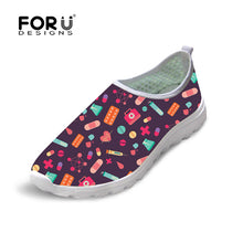 FORUDESIGNS Cute Women Nurse Sneakers Spring Summer Flats Breathable Mesh Shoes for Woman Fashion Girls Casual Beach Light Shoes