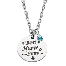 XIAOJINGLING Fashion Stainless Steel Necklaces Best Nurse Ever Long Necklace Crystal Pendant Necklace Gifts For Nurses Women
