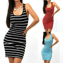 2018 Women Sleeveless Striped Sexy Party Sleeveless Brief Mini Dress Fashion Women Ladies Clothing Dress Bandage Bodycon