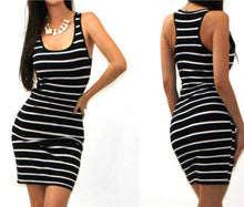 2018 Women Sleeveless Striped Sexy Party Sleeveless Brief Mini Dress Fashion Women Ladies Clothing Dress Bandage Bodycon