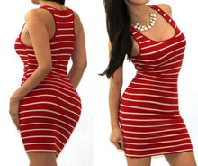 2018 Women Sleeveless Striped Sexy Party Sleeveless Brief Mini Dress Fashion Women Ladies Clothing Dress Bandage Bodycon