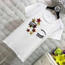 Plus size 4XL Women Summer Short Sleeve Sequined Donald Duck Print T shirts Fashion White Top Tees Women girls Designer Clothing