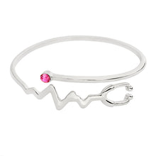 Medical Doctors Nurse Bracelet Silver Rose Gold Electrocardiogram Heartbeat Stethoscope Bangle Bracelet Jewelry Graduation Gift