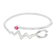 Medical Doctors Nurse Bracelet Silver Rose Gold Electrocardiogram Heartbeat Stethoscope Bangle Bracelet Jewelry Graduation Gift