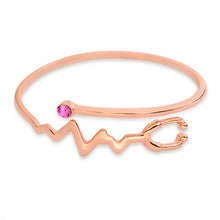 Medical Doctors Nurse Bracelet Silver Rose Gold Electrocardiogram Heartbeat Stethoscope Bangle Bracelet Jewelry Graduation Gift