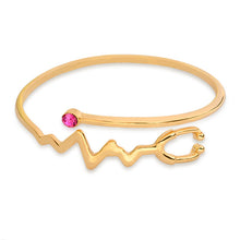 Medical Doctors Nurse Bracelet Silver Rose Gold Electrocardiogram Heartbeat Stethoscope Bangle Bracelet Jewelry Graduation Gift
